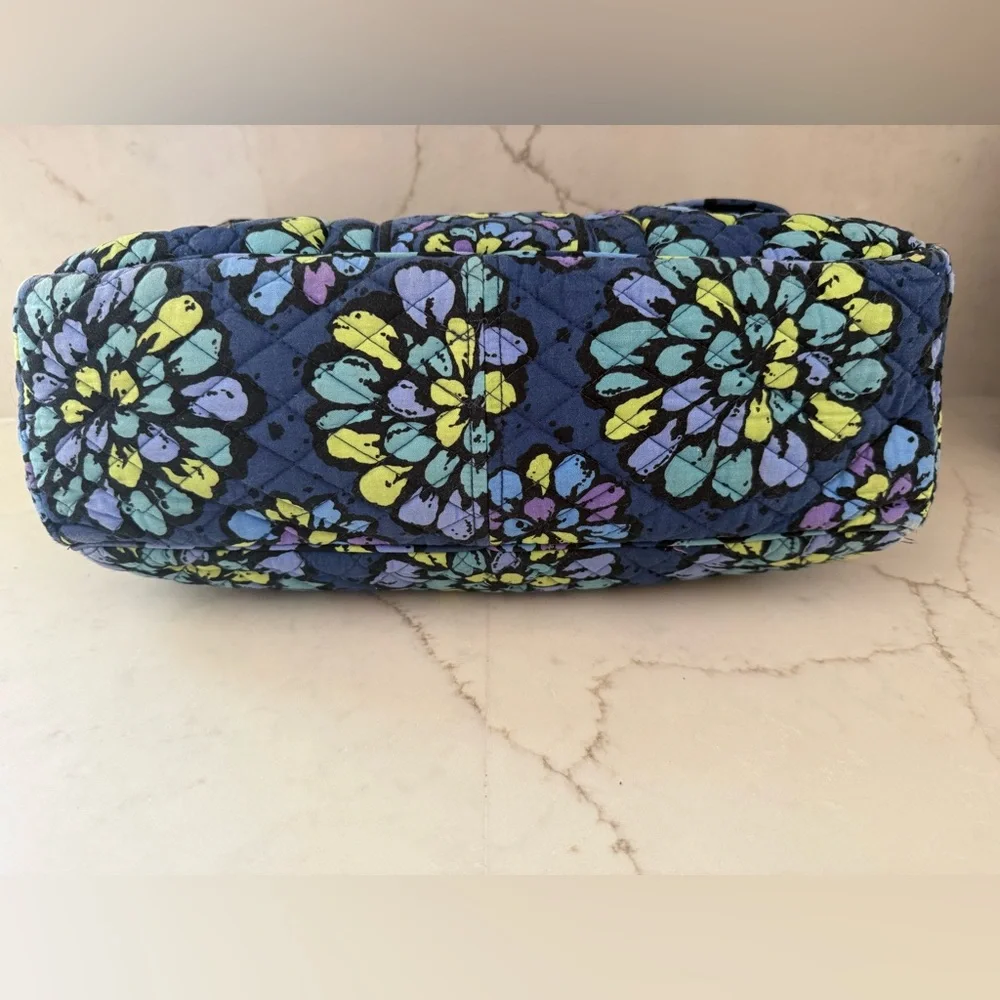 Vera Bradley Indigo Pop Quilted Diaper Bag Tote Blue Purple Green Shoulder Strap